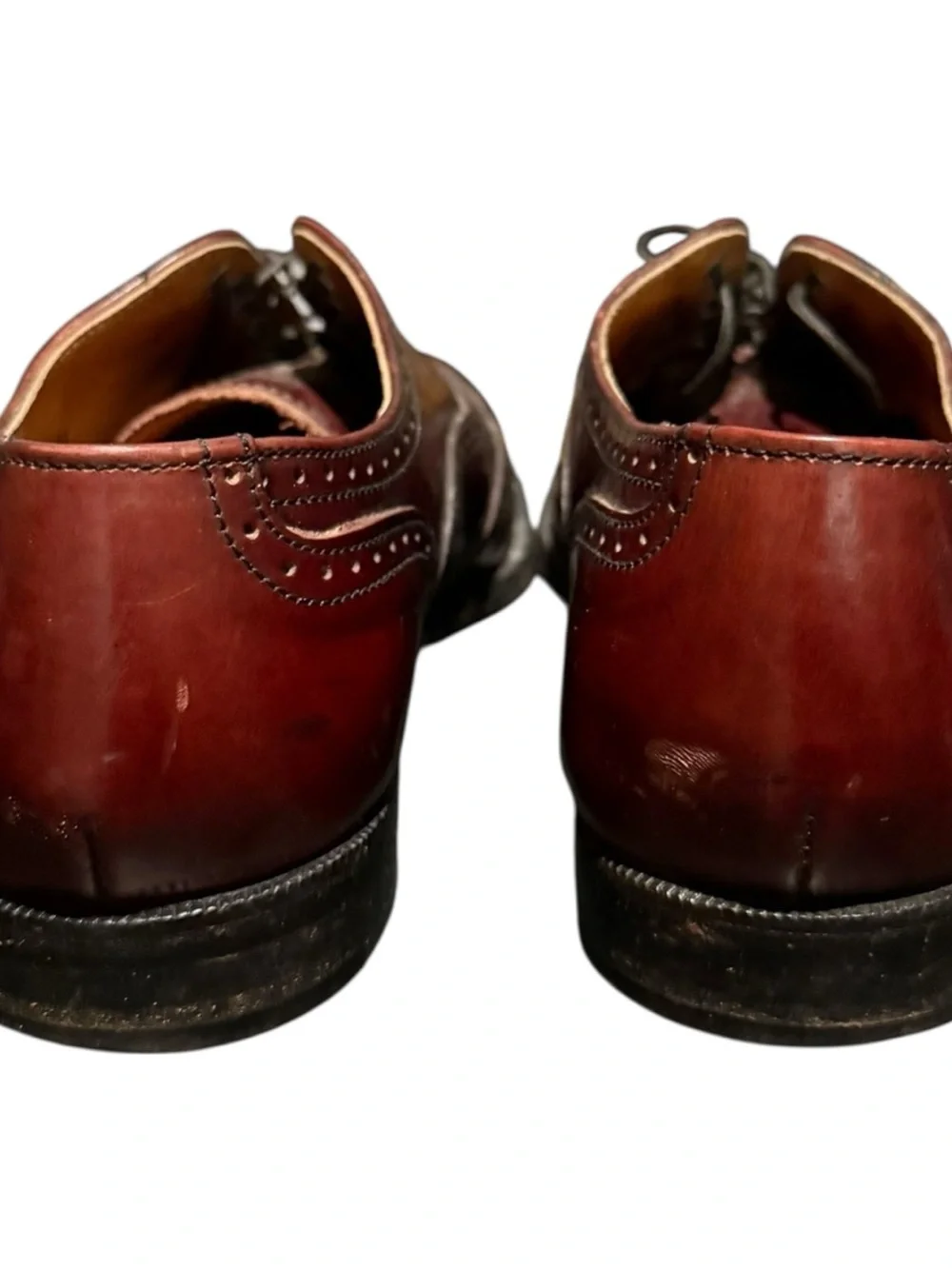 Cole Haan Men's Wingtip Oxfords Size 8.5 D Burgundy Leather Dress Shoes Made USA